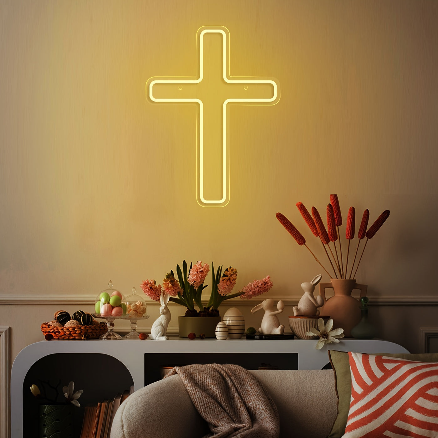 Illumi Gold Cross Neon LED Sign