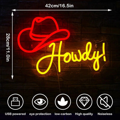 Illumi Cowboy Howdy Neon LED Sign