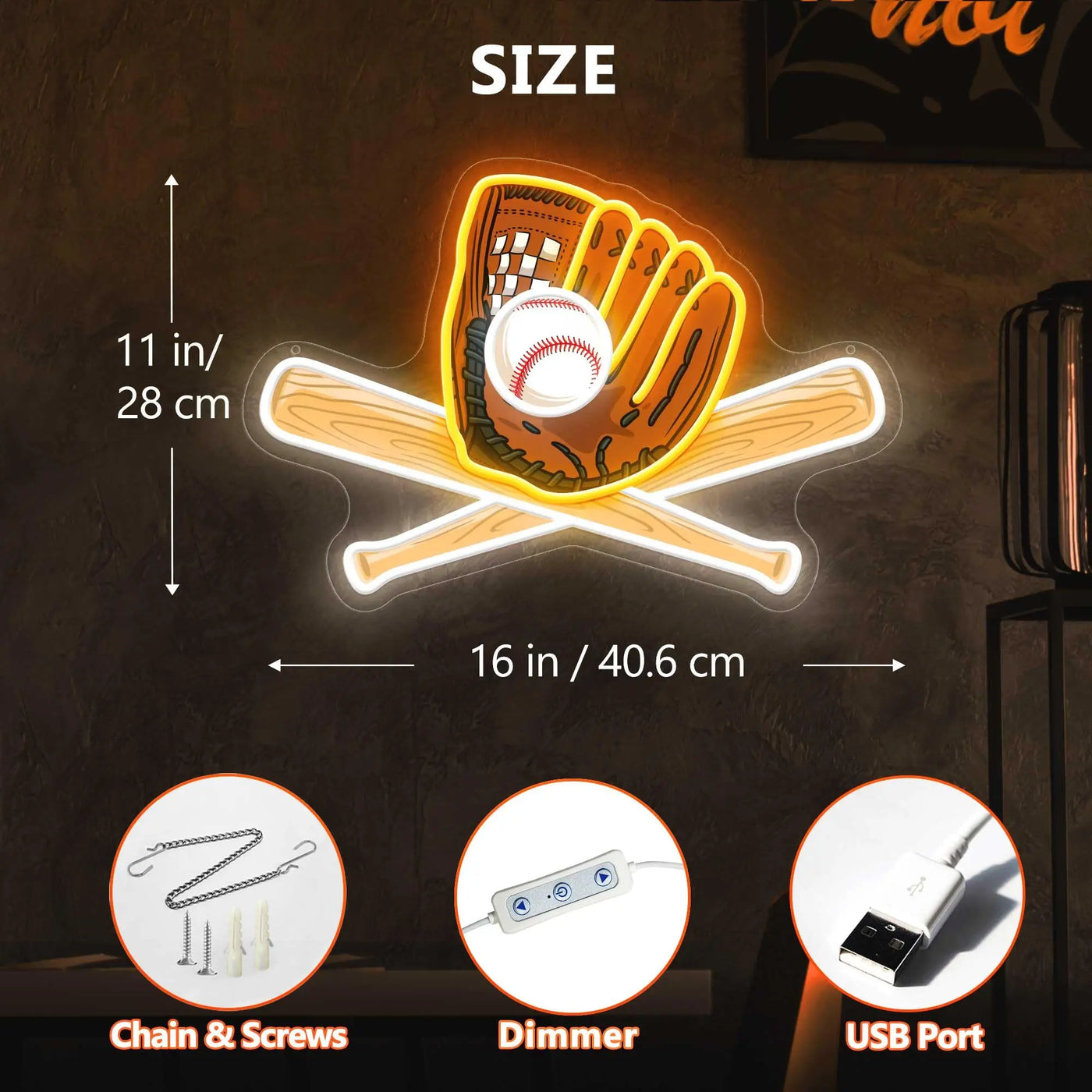 Illumi Baseball Glove & Bat LED Neon Sign