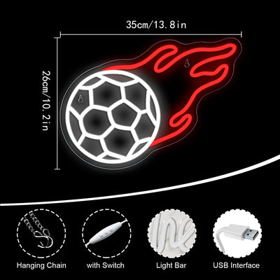 Illumi Flaming Soccer Ball Neon LED Sign