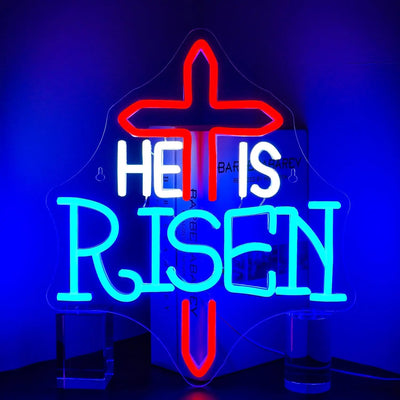 Illumi He Is Risen Cross Neon LED Sign