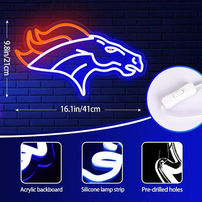 Denver Broncos Let's Ride LED Neon Sign