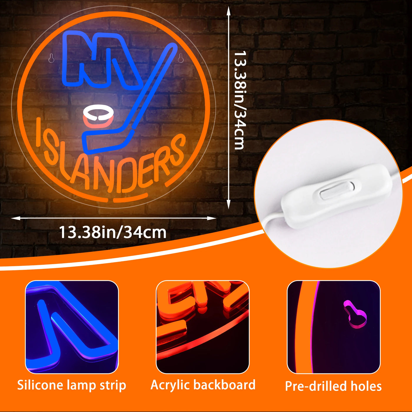 Illumi New York Islanders Orange LED Neon Sign