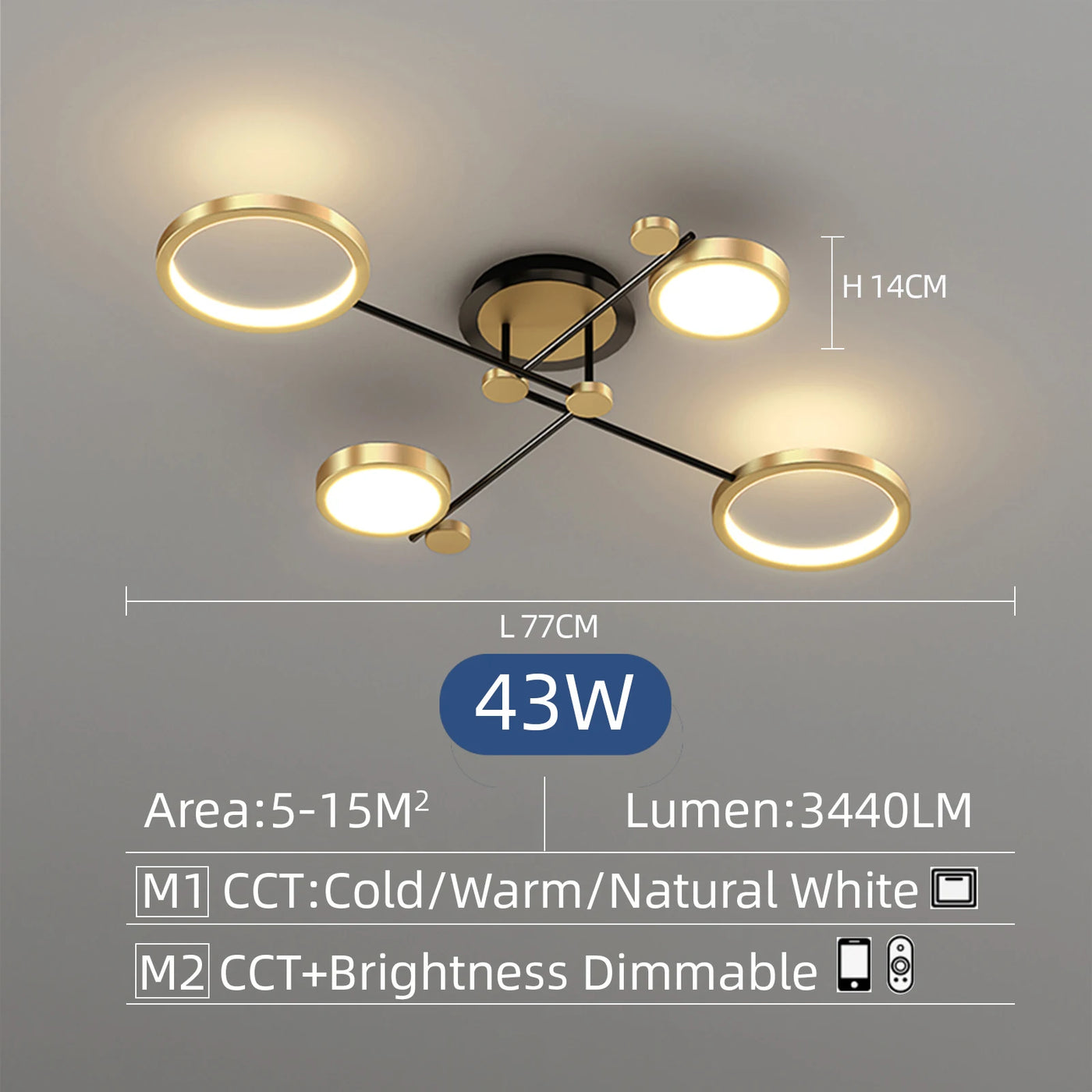 LumiAura Royal Gold LED Chandelier