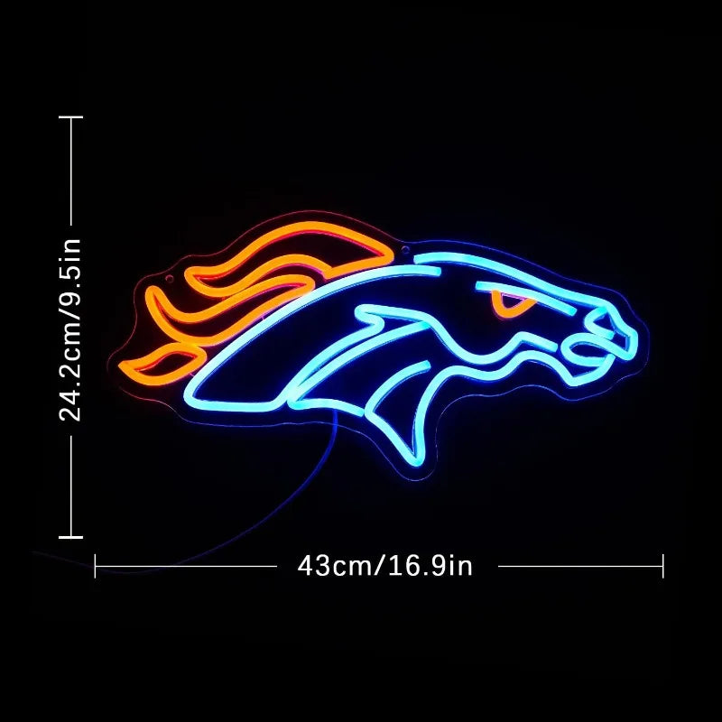 Illumi Denver Broncos Light Blue LED Neon Sign