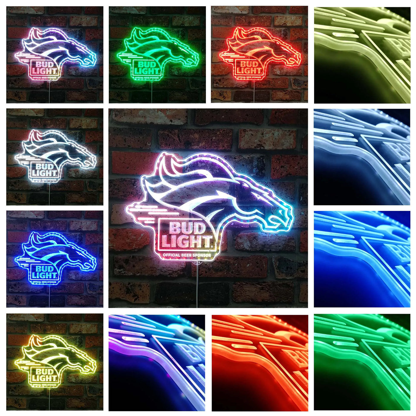 Denver Broncos Bud Light RGB LED Sign