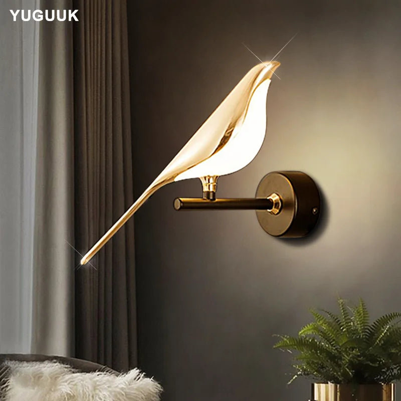 Lumi Nordic LED Golden Bird Wall Lamp