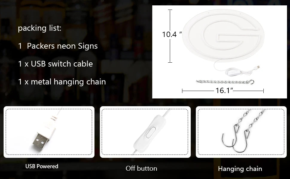 Illumi Green Bay Packers Large LED Neon Sign