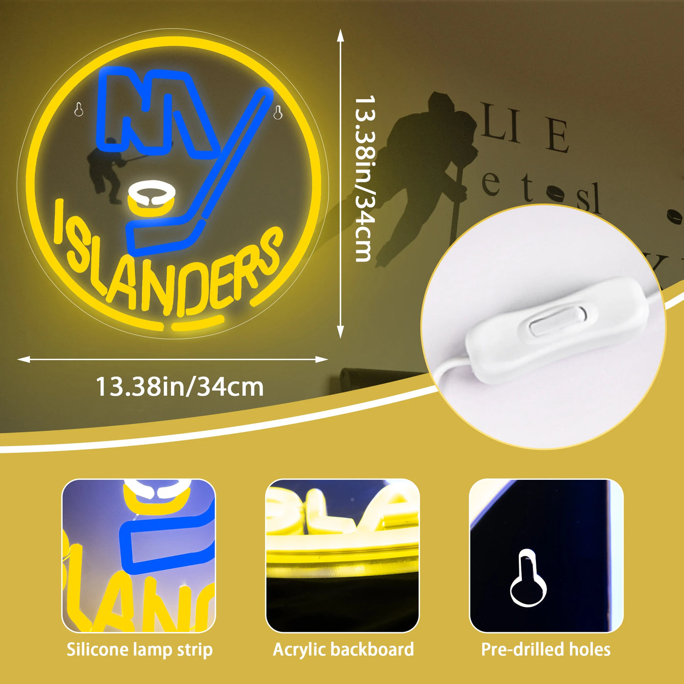 Illumi New York Islanders Yellow LED Neon Sign