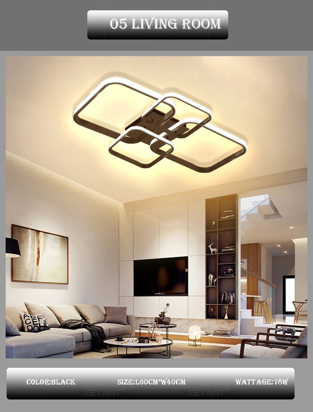 Illumi Modern 4-Ring LED Ceiling Light