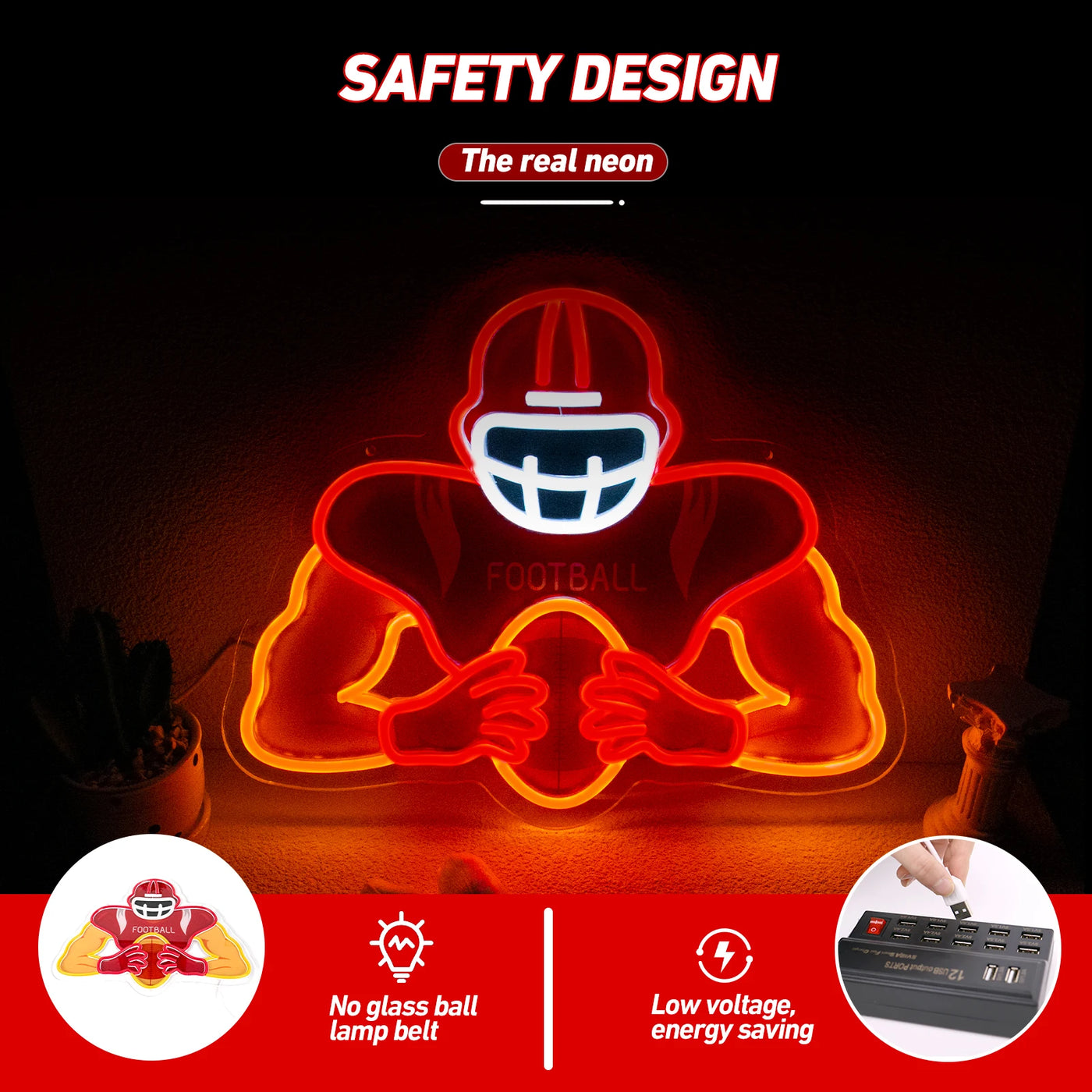 Illumi Football Player Neon LED Sign