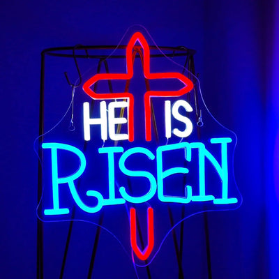 Illumi He Is Risen Cross Neon LED Sign