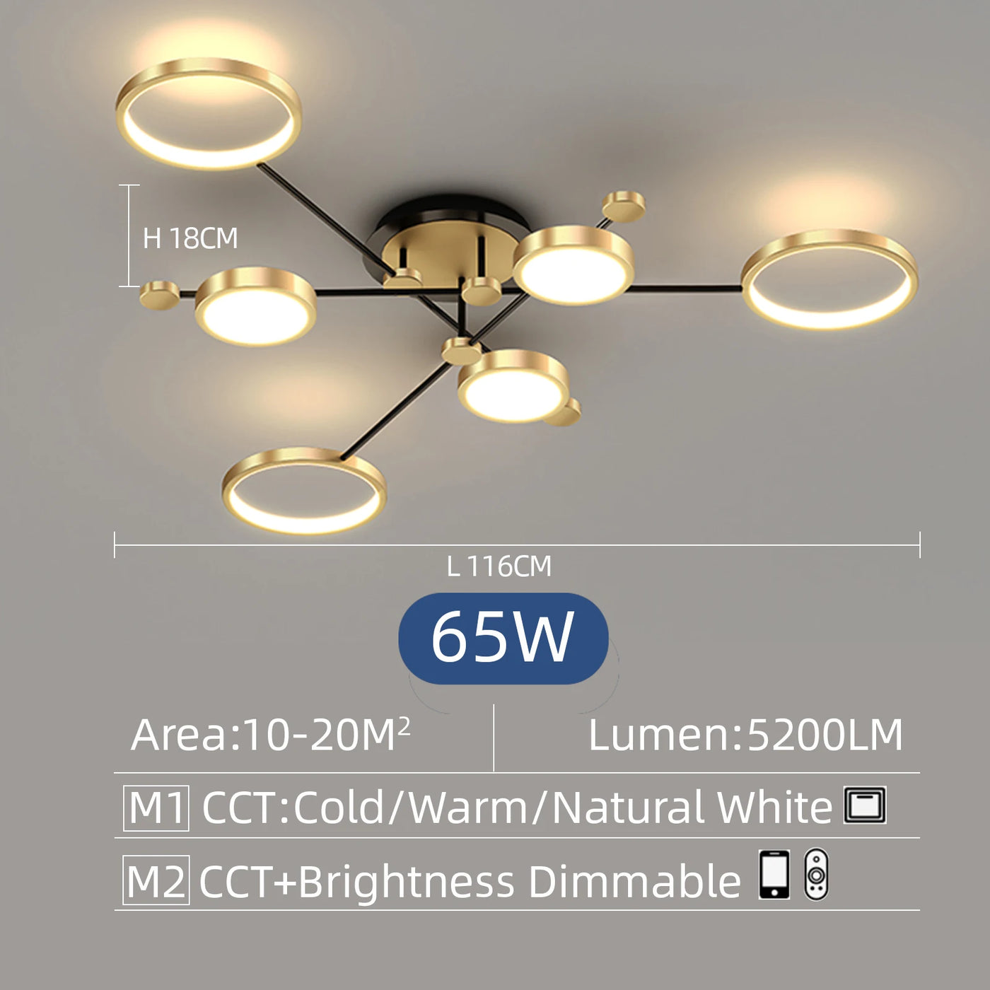 LumiAura Royal Gold LED Chandelier