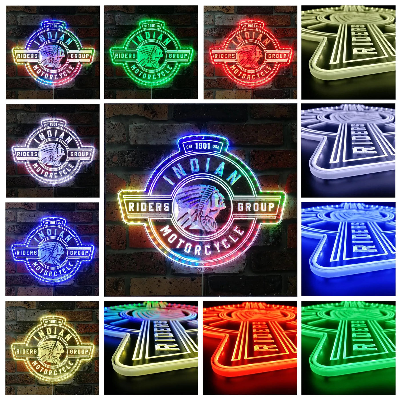 Illumi Indian Motorcycle Riders Group RGB LED Sign