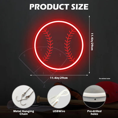 Illumi Red Baseball Neon LED Sign