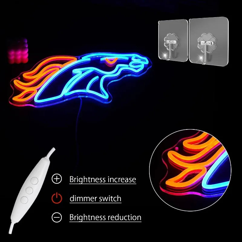 Illumi Denver Broncos Light Blue LED Neon Sign