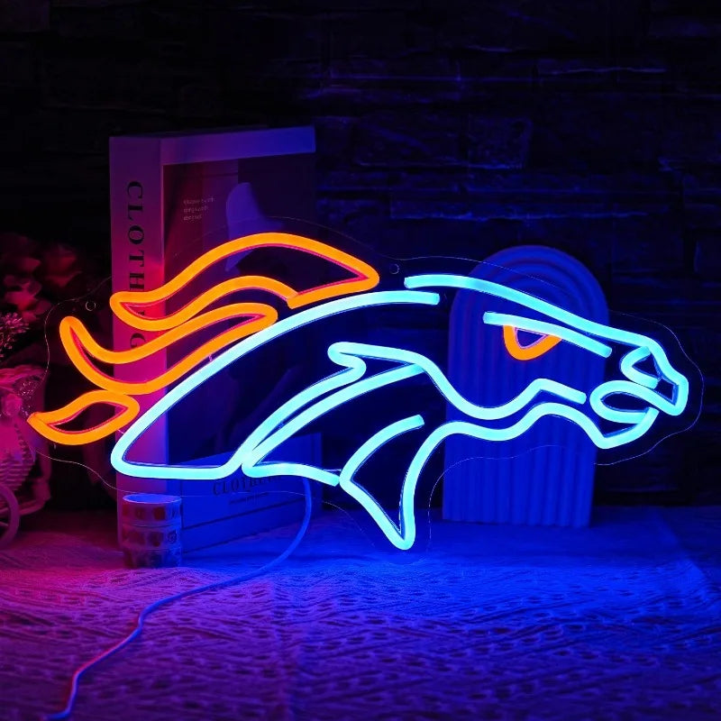 Illumi Denver Broncos Light Blue LED Neon Sign