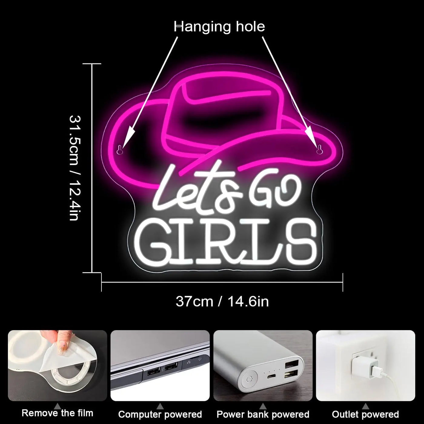 Illumi Cowgirl Lets Go Girls Neon LED Sign