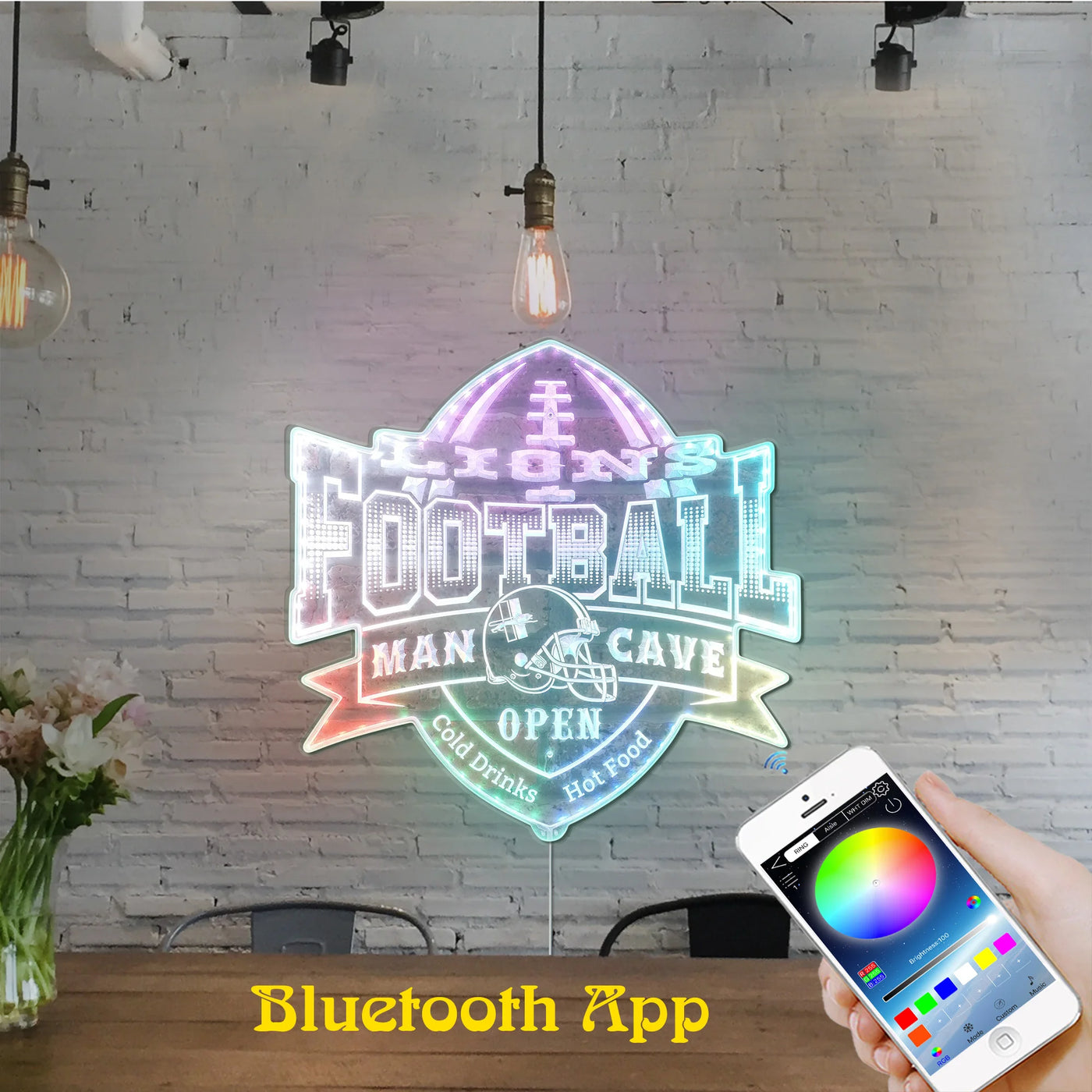 Detroit Lions Sports Bar RGB LED Sign