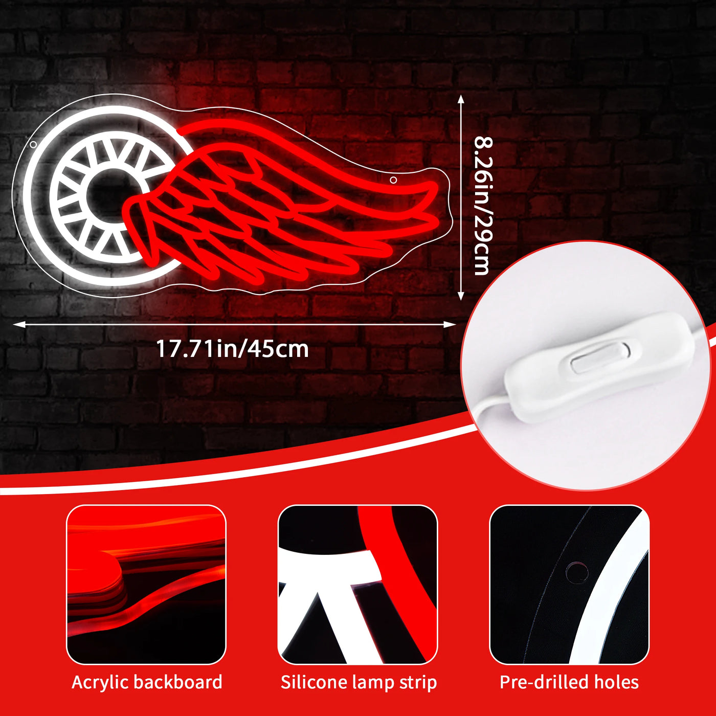 Illumi Detroit Red Wings Neon LED Sign