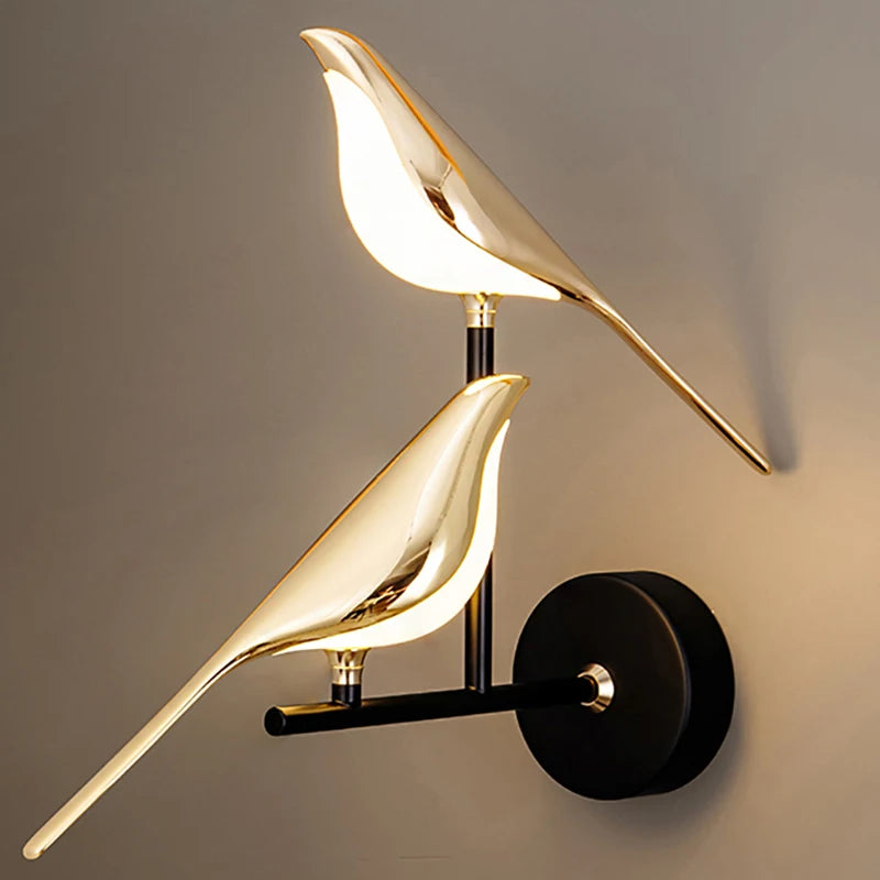 Lumi Nordic LED Golden Bird Wall Lamp